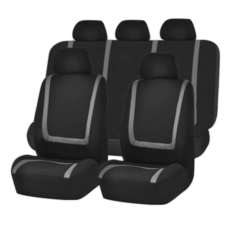 Universal Car Seat Cover Polyester Fabric Automobile Seat Covers Car Seat Cover Vehicle Seat Protector Interior Accessories 9pcs Set Gray - Seat Accessories by buy2fix | Online Shopping UK | buy2fix