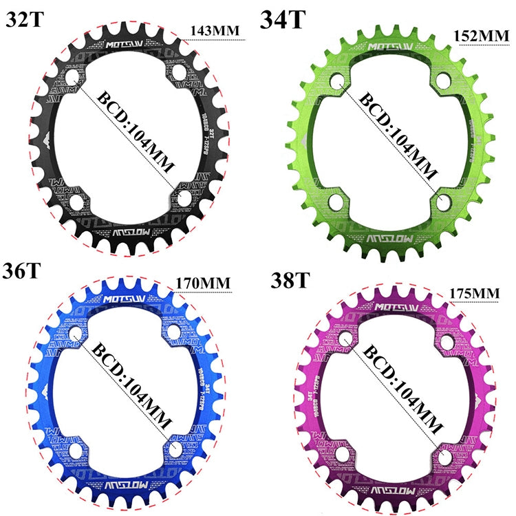 MOTSUV Narrow Wide Chainring MTB  Bicycle 104BCD Tooth Plate Parts(Black) - Outdoor & Sports by buy2fix | Online Shopping UK | buy2fix