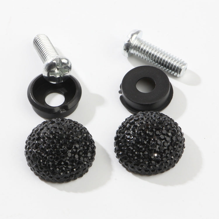 Car License Plate Modification Screw Cap Diamond-encrusted Solid Seal Anti-theft Screws(Black) - License Plate Covers & Frames by buy2fix | Online Shopping UK | buy2fix