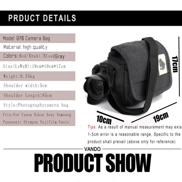 Universal DSLR Camera Shoulder Bag Canvas Photo Handbag, External size: 19 x 17 x 10mm(Black) - Camera Accessories by buy2fix | Online Shopping UK | buy2fix