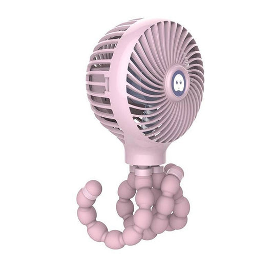 Octopus Deformed Cartoon Folding USB Rechargeable Mini Handheld Fan(Pink) - Consumer Electronics by buy2fix | Online Shopping UK | buy2fix