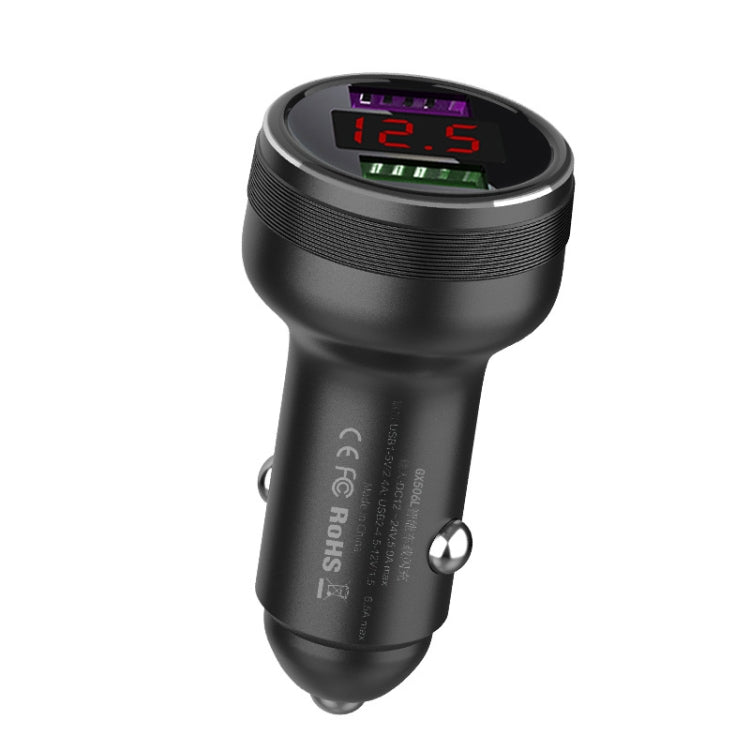 QIAKEY GX506L Dual USB Fast Charge Car Charger(Black) - Car Charger by QIAKEY | Online Shopping UK | buy2fix