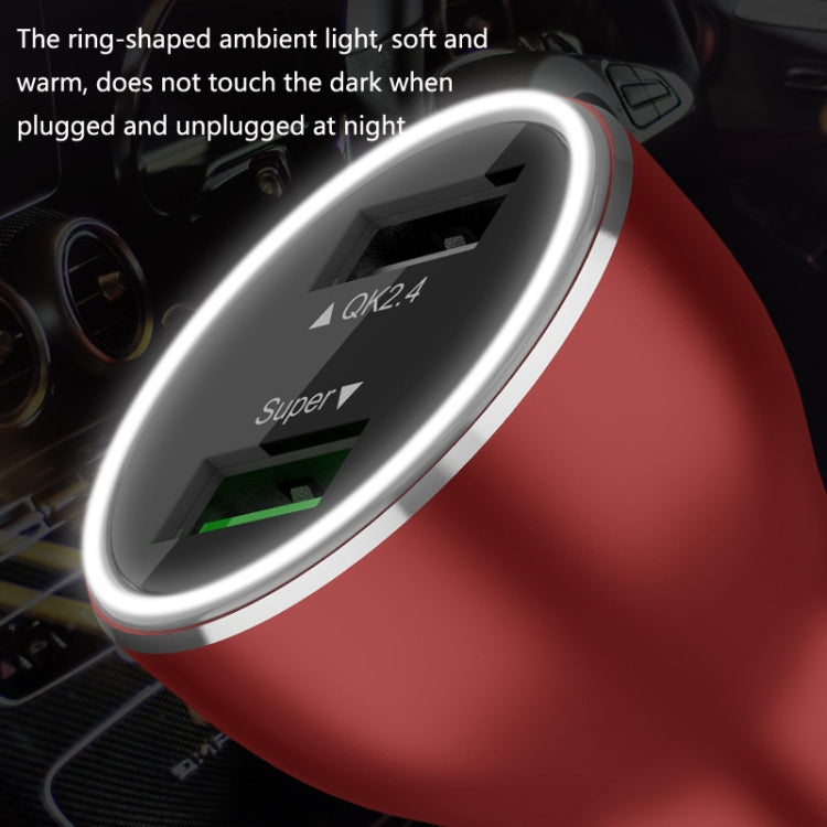 QIAKEY QK505 Dual Ports Fast Charge Car Charger(Red) - Car Charger by QIAKEY | Online Shopping UK | buy2fix