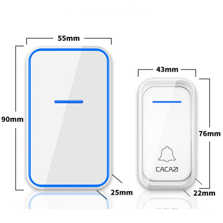 CACAZI A68-2 One to Two Wireless Remote Control Electronic Doorbell Home Smart Digital Wireless Doorbell, Style:US Plug(White) - Security by CACAZI | Online Shopping UK | buy2fix