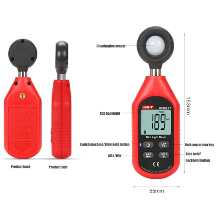 UNI-T UT383BT 200,000 LUX Digital Luxmeter Luminance Light Meter With LCD Backlit Display - Light & Sound Meter by UNI-T | Online Shopping UK | buy2fix