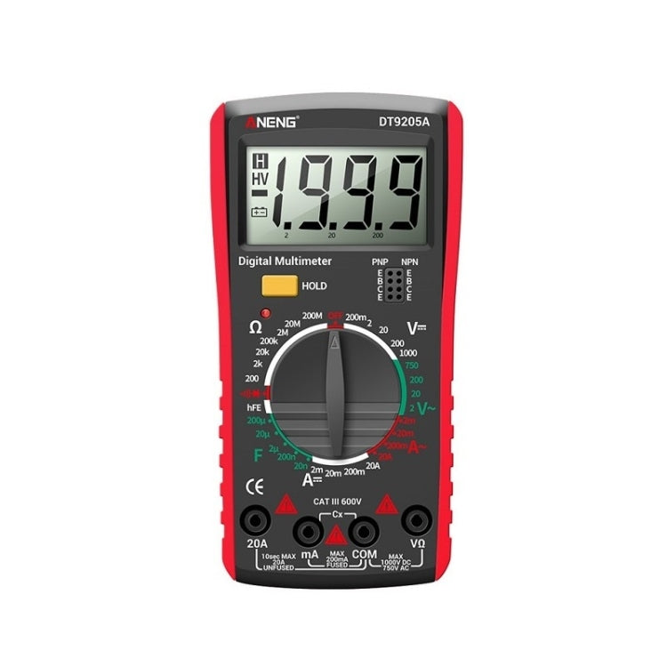 ANENG Automatic High-Precision Intelligent Digital Multimeter, Model:DT9205A HOLD Key(Red) - Consumer Electronics by ANENG | Online Shopping UK | buy2fix