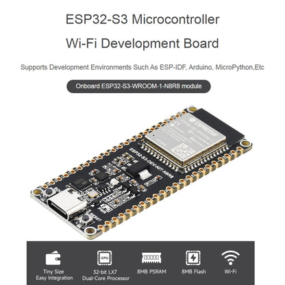 Waveshare ESP32-S3 Microcontroller 2.4GHz Wi-Fi Development Board ESP32-S3-WROOM-1-N8R8 Module Standard Ver. - Consumer Electronics by Waveshare | Online Shopping UK | buy2fix