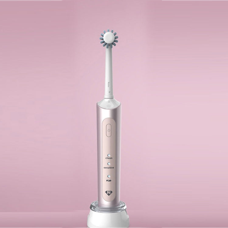 Wireless Rechargeable Waterproof Electric Toothbrush Rotary Brush Head(Pink) - Toothbrushes by buy2fix | Online Shopping UK | buy2fix
