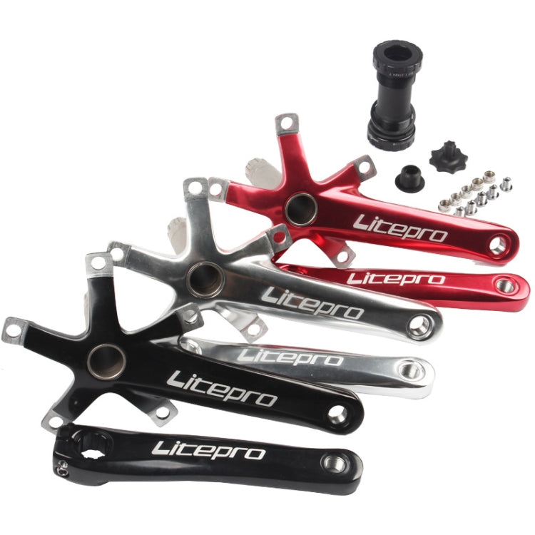 Litepro Folding Bicycle LP Hollow One-piece Crank Tooth Disc Bottom Axle Modified SP8, Style:Left and Right Crank+Bottom Bracket(Black) - Outdoor & Sports by Litepro | Online Shopping UK | buy2fix