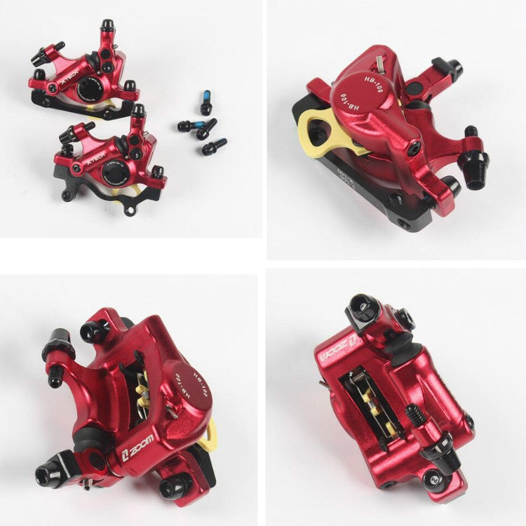 ZOOM HB100 Mountain Bike Hydraulic Brake Caliper Folding Bike Cable Pull Hydraulic Disc Brake Caliper, Style:Rear(Red) - Outdoor & Sports by Zoom | Online Shopping UK | buy2fix