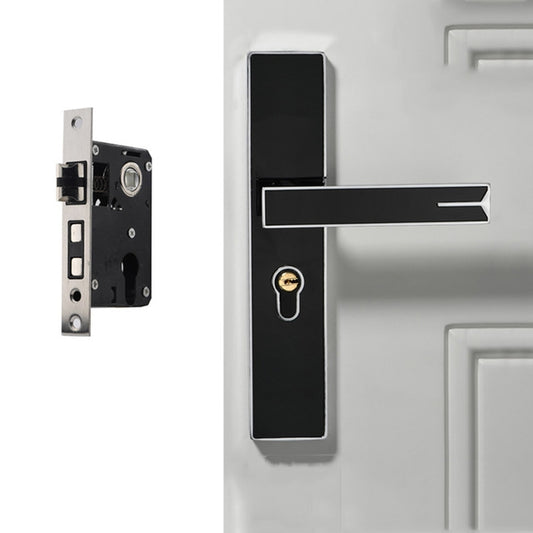 Mute Strong Magnetic Aluminum Alloy Interior Door Lock Door Bedroom Hardware Handle Lock, Color:Black Silver Small 50 Lock Body - Security by buy2fix | Online Shopping UK | buy2fix
