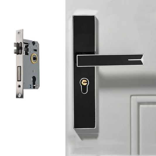 Mute Strong Magnetic Aluminum Alloy Interior Door Lock Door Bedroom Hardware Handle Lock, Color:Black Silver Large 50 Lock Body - Security by buy2fix | Online Shopping UK | buy2fix