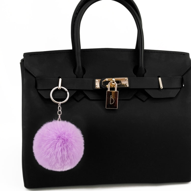 Simple Key Chain Fur Ball Pompon Keychain Pompom Artificial Rabbit Fur Animal Keychains for Woman Car Bag Key Rings(light purple) - Key Rings by KOOROL | Online Shopping UK | buy2fix