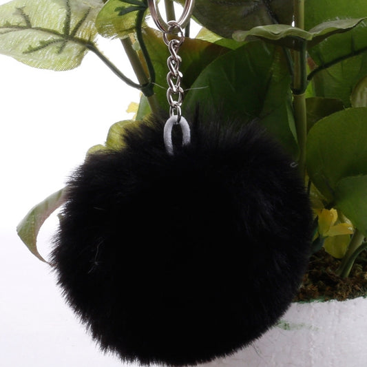 Simple Key Chain Fur Ball Pompon Keychain Pompom Artificial Rabbit Fur Animal Keychains for Woman Car Bag Key Rings(black) - Key Rings by KOOROL | Online Shopping UK | buy2fix