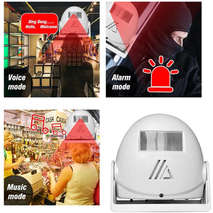 Wireless Intelligent Doorbell Infrared Motion Sensor Voice Prompter Warning Door Bell Alarm(White) - Security by buy2fix | Online Shopping UK | buy2fix