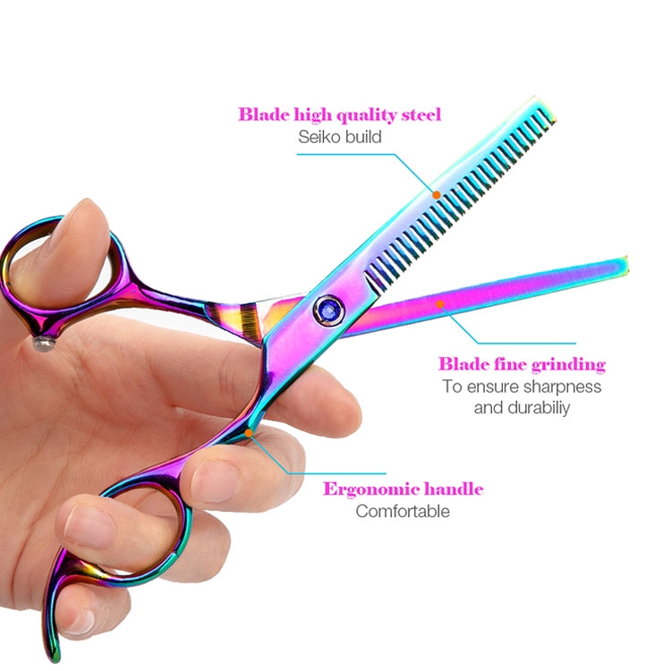 Professional Hair Cutting Scissor Hairdressing Kit Thinning Scissors Barber(Blue Thinning（SXLC-604T)) - Hair Trimmer by buy2fix | Online Shopping UK | buy2fix