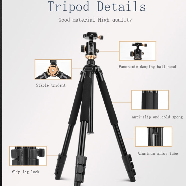 Q338 4-Section Folding Legs Live Broadcast Aluminum Alloy Tripod Mount With Ball Head - Camera Accessories by buy2fix | Online Shopping UK | buy2fix