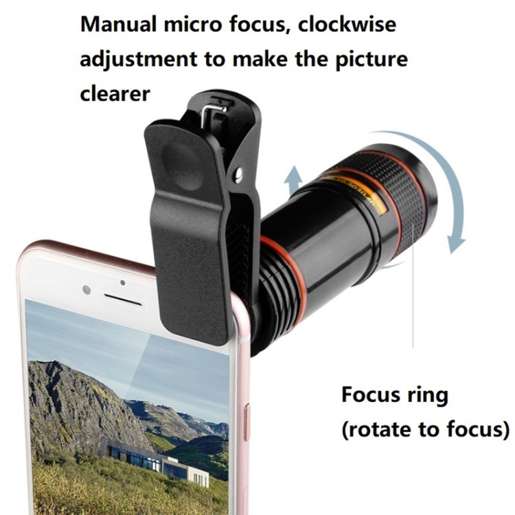 2 PCS 12X Telephoto Telescope Camera Zoom Mobile Phone External Lens(Black) - Telescope & Microscope by buy2fix | Online Shopping UK | buy2fix