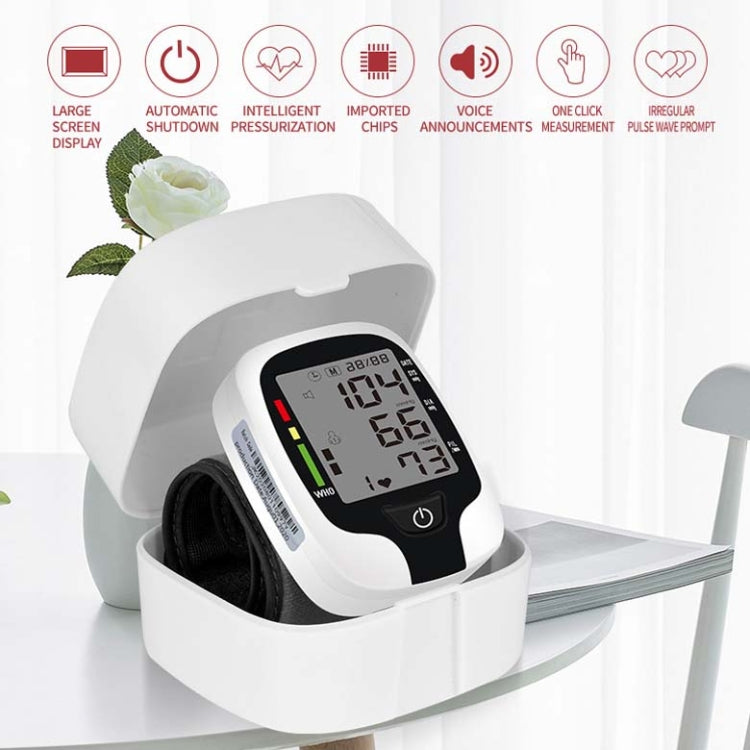 Wrist Type Electronic Blood Pressure Monitor Home Automatic Wrist Type Blood Pressure Measurement, Style: Live Voice Broadcast(White English) - Sphygmomanometer by buy2fix | Online Shopping UK | buy2fix