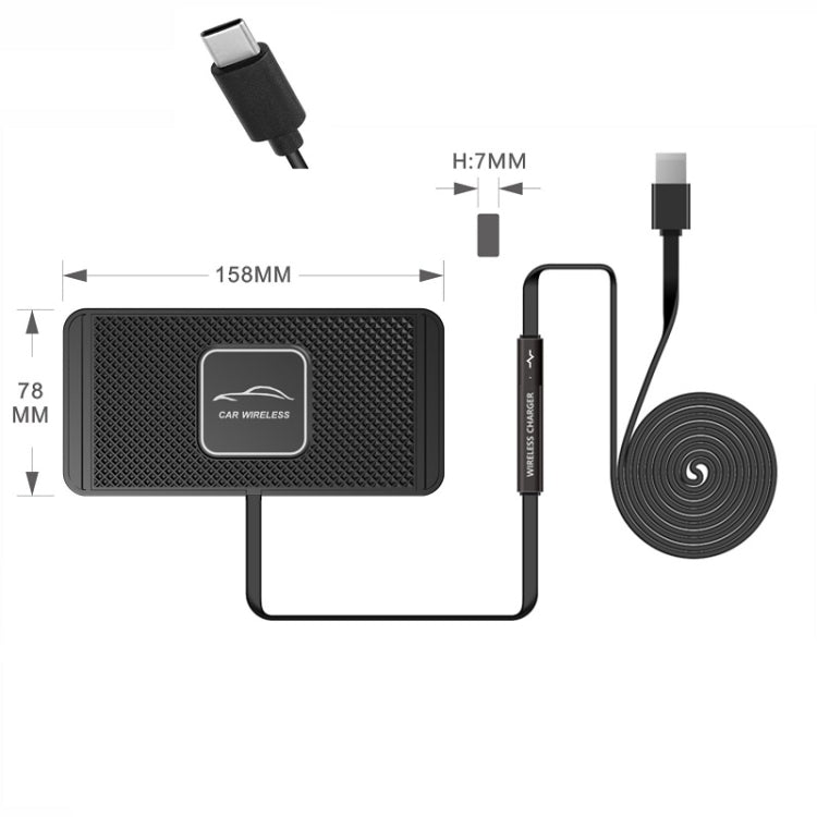 C1 15W TYPEC Interface Car Anti-slip Mat Wireless Charger(1m) - In Car by buy2fix | Online Shopping UK | buy2fix