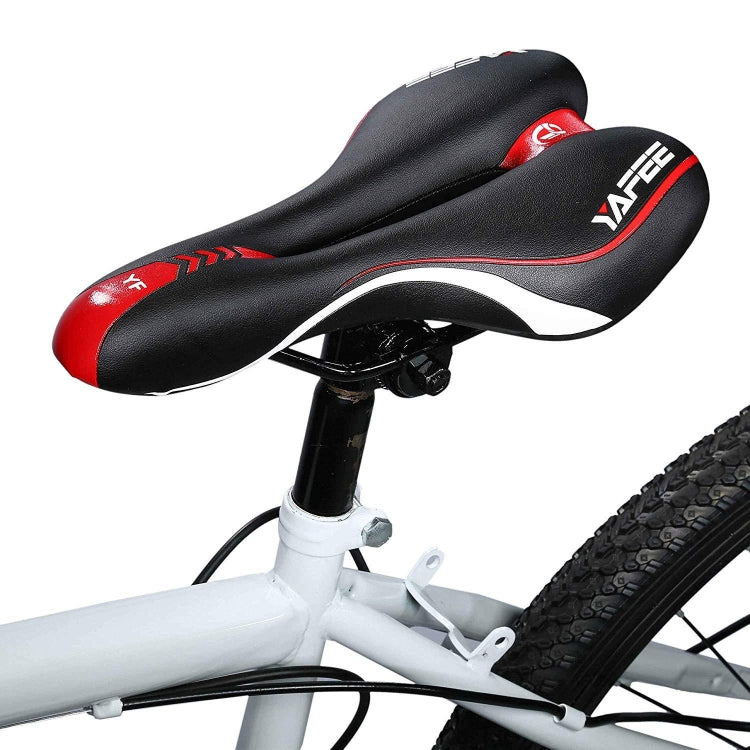 YAFEE YF-1034-3 Soft Mountain Bike Seat Mountain Bike Hollow Breathable Saddle Seat Cushion Bicycle Seat(Black Red) - Outdoor & Sports by YAFEE | Online Shopping UK | buy2fix