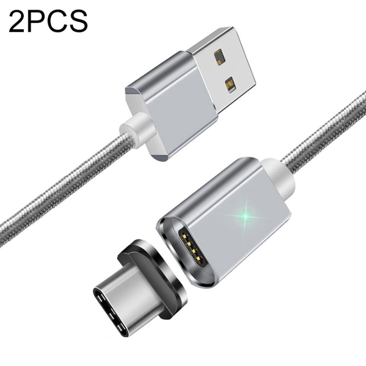 2 PCS ESSAGER Smartphone Fast Charging Data Transmission Cable with Magnetic USB-C / Type-C Connector, Cable Length: 1m(Silver) - Mobile Accessories by buy2fix | Online Shopping UK | buy2fix