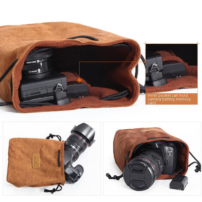 S.C.COTTON Liner Shockproof Digital Protection Portable SLR Lens Bag Micro Single Camera Bag Square Khaki L - Camera Accessories by S.C.COTTON | Online Shopping UK | buy2fix