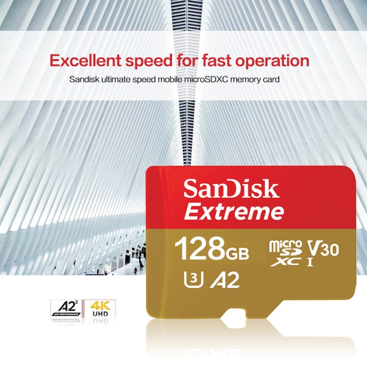 SanDisk U3 High-Speed Micro SD Card  TF Card Memory Card for GoPro Sports Camera, Drone, Monitoring 128GB(A2), Colour: Gold Card - Micro SD Card by SanDisk | Online Shopping UK | buy2fix