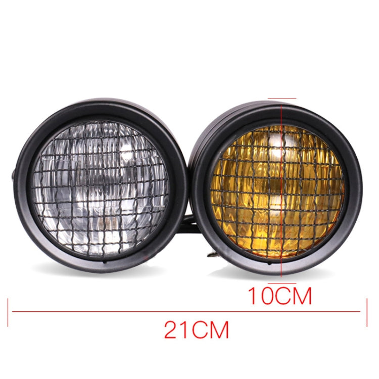 Motorcycle Retro Headlight CG125 Metal Universal Headlight Retro Dual Lamp(Black) - Headlights by buy2fix | Online Shopping UK | buy2fix