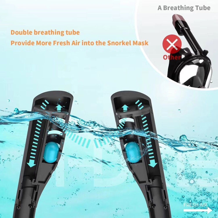 Snorkeling Mask Double Tube Silicone Full Dry Diving Mask Adult Swimming Mask Diving Goggles, Size: S/M(Black/Black) - DJI & GoPro Accessories by buy2fix | Online Shopping UK | buy2fix