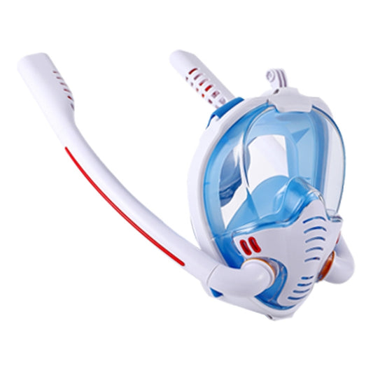 Snorkeling Mask Double Tube Silicone Full Dry Diving Mask Adult Swimming Mask Diving Goggles, Size: L/XL(White/Blue) - DJI & GoPro Accessories by buy2fix | Online Shopping UK | buy2fix