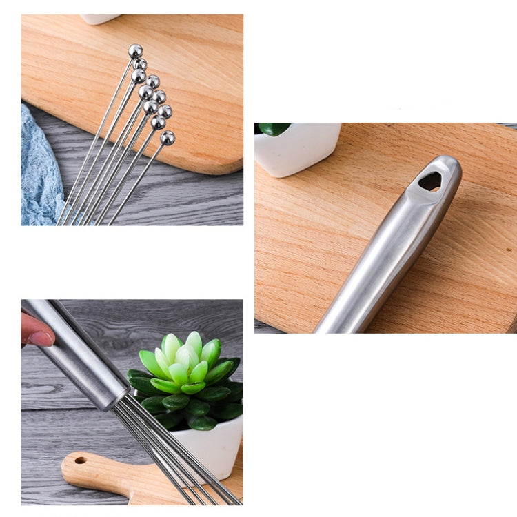2 PCS Manual Whisk Stainless Steel Glass Bead Egg Whisk Kitchen Household Hand-Held Baking Tools Type A 12 Inch - Stirrer & Squeezer by buy2fix | Online Shopping UK | buy2fix