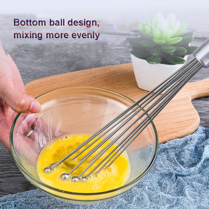 2 PCS Manual Whisk Stainless Steel Glass Bead Egg Whisk Kitchen Household Hand-Held Baking Tools Type A 12 Inch - Stirrer & Squeezer by buy2fix | Online Shopping UK | buy2fix
