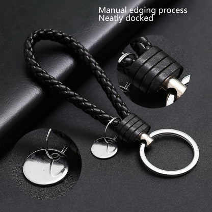 100 PCS Woven Leather Cord Keychain Car Pendant Leather Key Ring Baotou With Small Round Piece(Light Purple) - Key Rings by buy2fix | Online Shopping UK | buy2fix