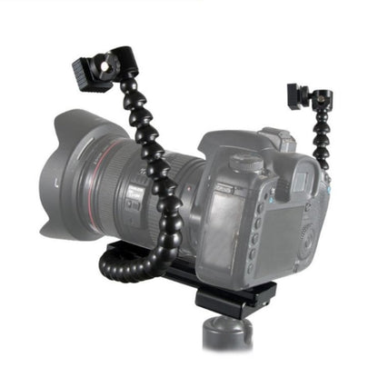 Flexible Dual Arm Hot Shoe Flash Bracket Mount Holder Bracket - Camera Accessories by buy2fix | Online Shopping UK | buy2fix