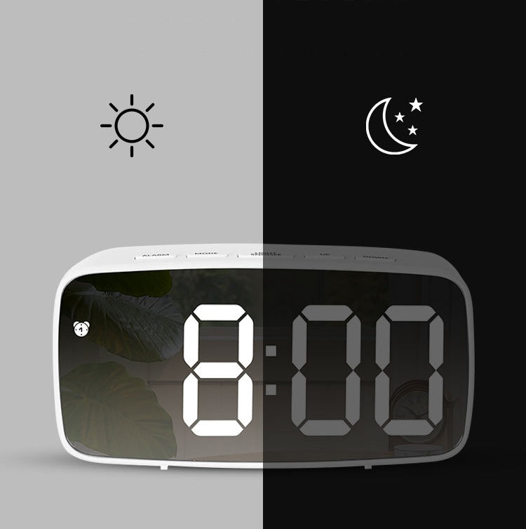 Mirror Bedside Alarm Clock Battery Plug-In Dual-Purpose LED Clock, Colour: Rectangle Black Shell (Black Surface green light) - Home & Garden by buy2fix | Online Shopping UK | buy2fix