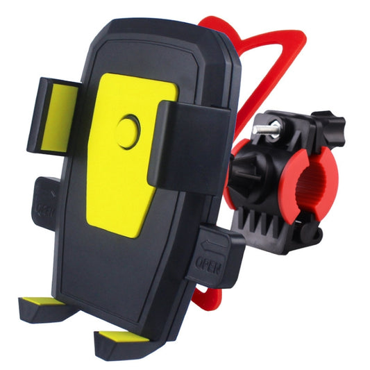 Bicycle Automatic Lock Mobile Phone Bracket 360 Degree Rotating Carrier Cycling Bracket(Yellow (Silicone Strap)) - Holders by buy2fix | Online Shopping UK | buy2fix