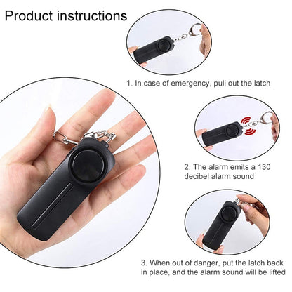 AF-9400 130dB Personal Alarm Pull Ring Women Self-Defense Keychain Alarm(Black) - Security by buy2fix | Online Shopping UK | buy2fix