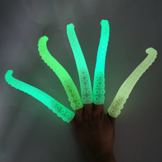 10 PCS TPR Soft Plastic Octopus Tentacles Finger Cover Toys Tricky Prank Finger Puppet, Random Color Delivery(Fluorescent) - Others by buy2fix | Online Shopping UK | buy2fix