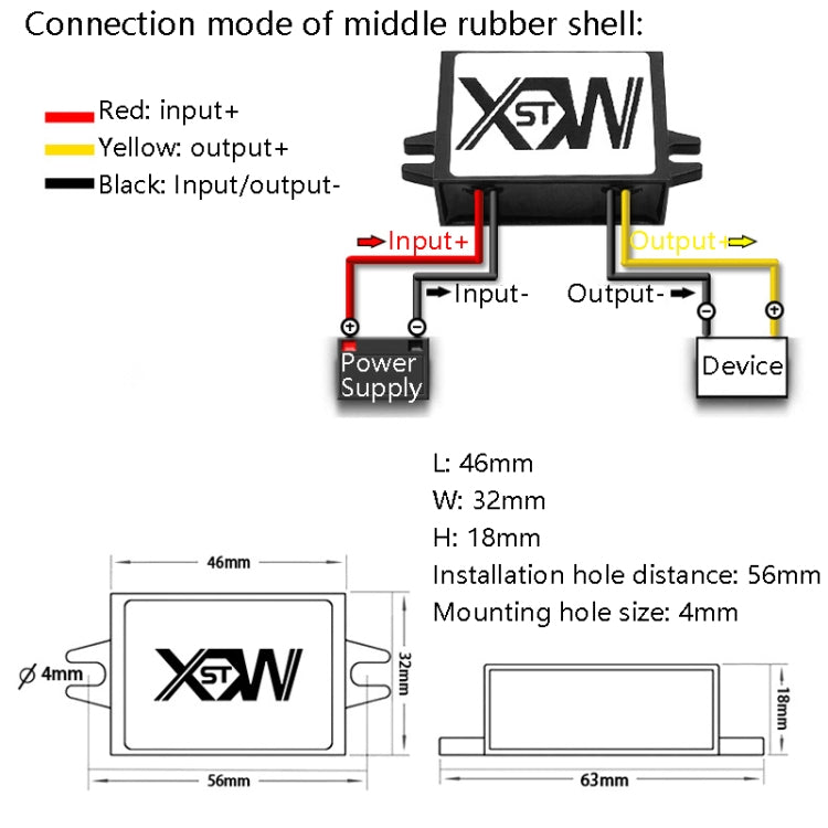 XWST DC 12/24V To 5V Converter Step-Down Vehicle Power Module, Specification: 12/24V To 5V 1A Medium Rubber Shell -  by buy2fix | Online Shopping UK | buy2fix