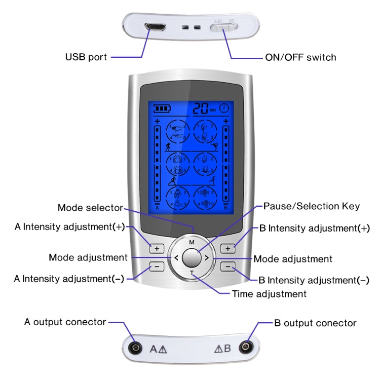 24-Mode Digital Electronic Pulse Massager Intelligent Whole Body Physical Therapy Meridian Massager, Specification: US Plug(Black) - Massage & Relaxation by buy2fix | Online Shopping UK | buy2fix