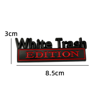 2 PCS Car Metal Modification Standard White Trash Edition Car Label Stickers(Silver Black) - Decorative Sticker by buy2fix | Online Shopping UK | buy2fix