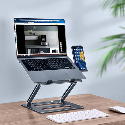 Oatsbasf Z08 Metal Notebook Support Adjustable Desktop Increase Notebook Stand(Gray) - Laptop Stand by Oatsbasf | Online Shopping UK | buy2fix