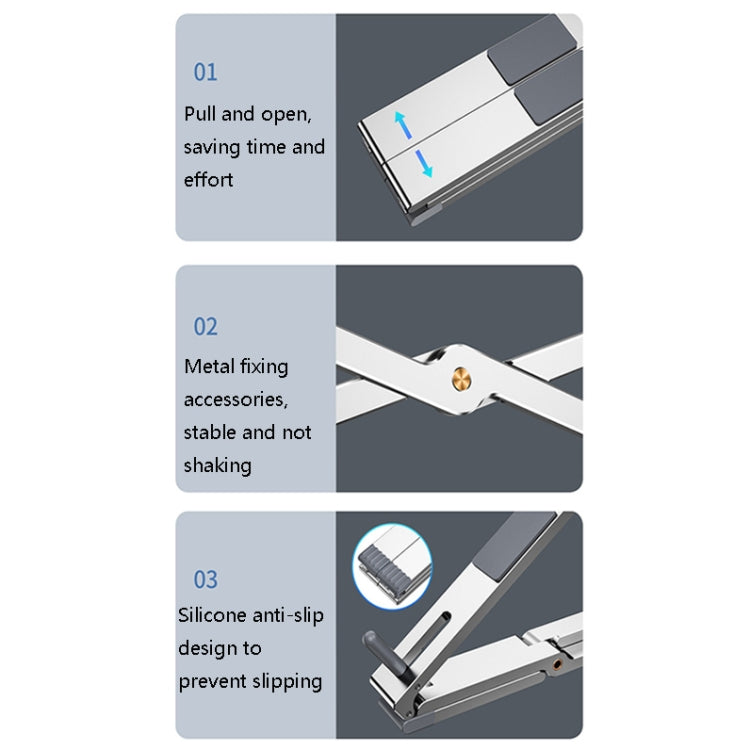 Oatsbasf Z02 Laptop Increasing Cooling Bracket Aluminum Alloy Desktop Adjustable Bracket(Silver) - Laptop Stand by Oatsbasf | Online Shopping UK | buy2fix