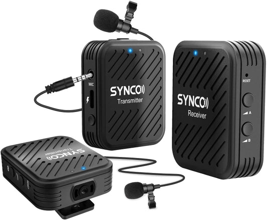 SYNCO Engragal  Wireless Microphone System 2.4GHz Interview Lavalier Lapel Mic Receiver Kit For Phones DSLR Tablet Camcorder,Configuration G1 (A2) - Consumer Electronics by buy2fix | Online Shopping UK | buy2fix