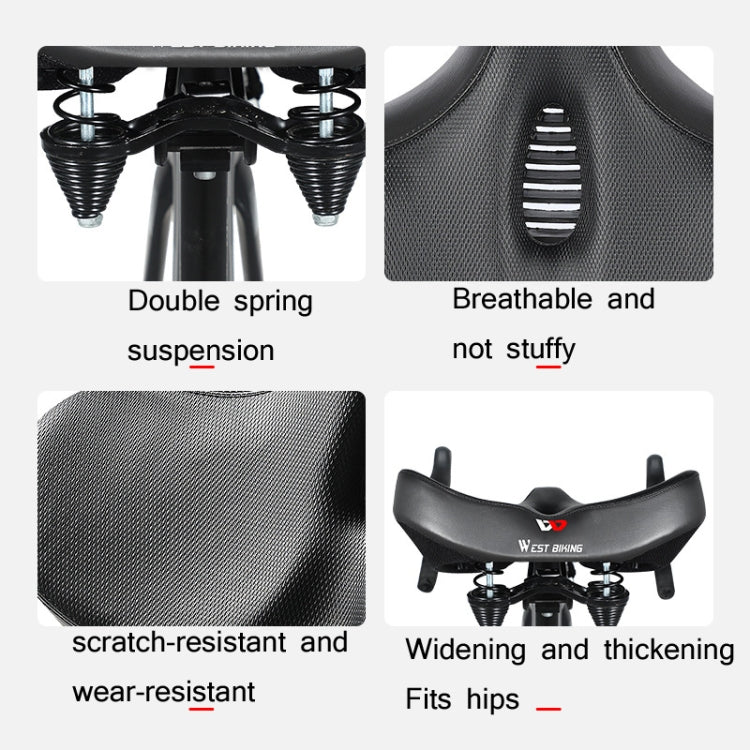WEST BIKING Bicycle Riding Big Butt Comfortable Saddle(Black Hollow Windshield) - Outdoor & Sports by WEST BIKING | Online Shopping UK | buy2fix