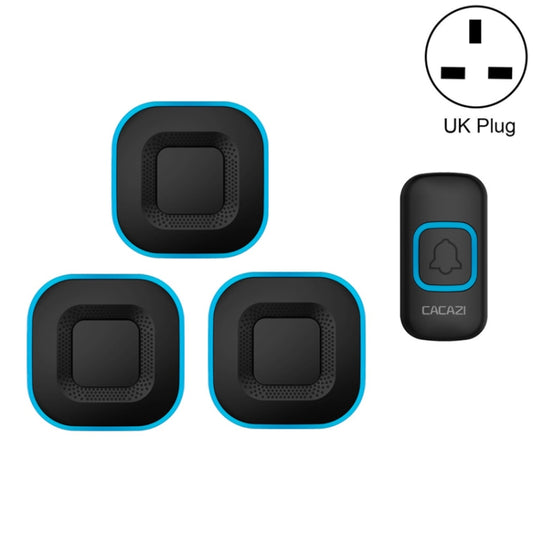 CACAZI V028F 1 For 3 Wireless Music Doorbell without Battery, Plug:UK Plug(Black) - Security by CACAZI | Online Shopping UK | buy2fix