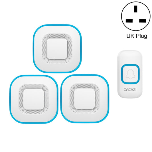 CACAZI V028F 1 For 3 Wireless Music Doorbell without Battery, Plug:UK Plug(White) - Security by CACAZI | Online Shopping UK | buy2fix