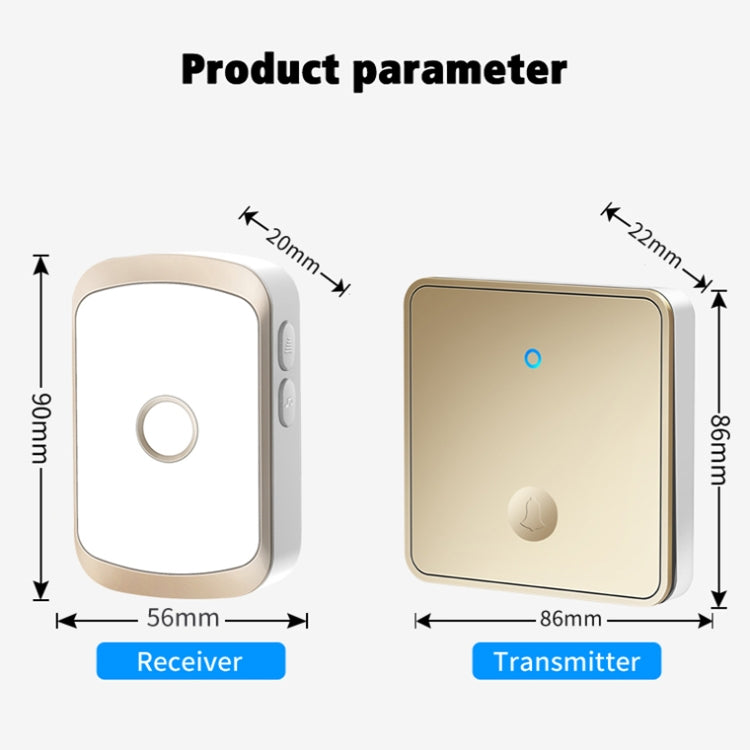 CACAZI FA50 1 For 1 Push-button Self-generating Wireless Doorbell, Plug:UK Plug(Gold) - Wireless Doorbell by CACAZI | Online Shopping UK | buy2fix