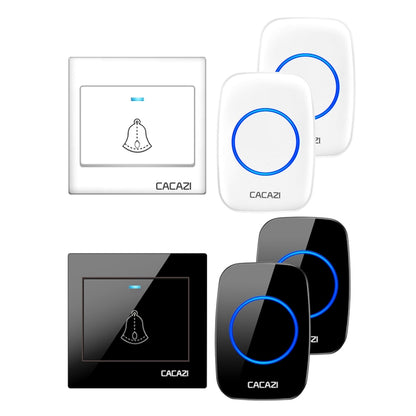 CACAZI H10 1 For 2 Home Wireless Music Doorbell without Battery, Plug:UK Plug(Black) - Wireless Doorbell by CACAZI | Online Shopping UK | buy2fix